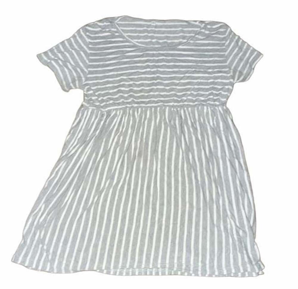 Maternity Short Sleeve Striped Shirt Gray White